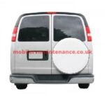 Spare Tyre Cover, Snow White With Black Piping