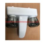 Bathroom Taps White With Smoked Handles. 4 Inch Centres - Image 2
